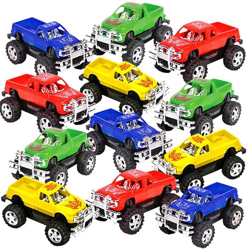 ArtCreativity 3 Inch Pull Back Mini Pickup Trucks for Kids, Set of 12, Pullback Racers in Assorted Colors, Birthday Party Favors for Boys & Girls, Goodie Bag Fillers, Small Carnival & Contest Prize