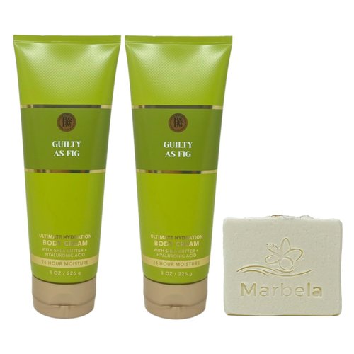 Bath & Body Works Guilty As Fig 2 Pack Ultimate Hydration Body Cream Bundle with a Natural Oats Bar Soap - Full Size