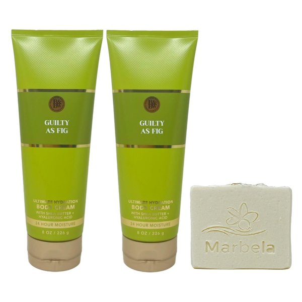 Bath & Body Works Guilty As Fig 2 Pack Ultimate Hydration Body Cream Bundle with a Natural Oats Bar Soap - Full Size