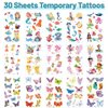 30 Sheets Temporary Tattoos Kit, 286Pcs Fake Cute Tattoo Stickers Waterproof, Birthday Party Favor (Mermaid & Flower Fairy & Butterfly)