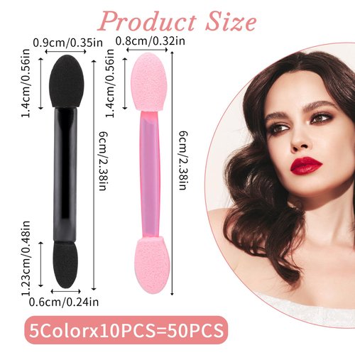 50 Pcs Disposable Double Head Eyeshadow Sponge Brushes Eyeshadow Applicators Dual Sides Eye Shadow Sponge Applicators Eyeshadow Brushes Makeup Applicator Cosmetic Tool(Multicolor)
