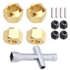 HobbyPark 4Pcs Brass Wheel Hex Hubs for TRX4M Upgrades Parts 1/18 RC Crawler Replacement of 9750, w/Lock Nuts, Wheel Wrench