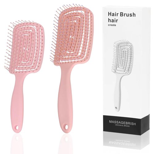 Detangler Brush, Dry and Wet Hair Brush Detangler for All Hair Types, Great for Women, Boys and Girls, Pink.2 Set
