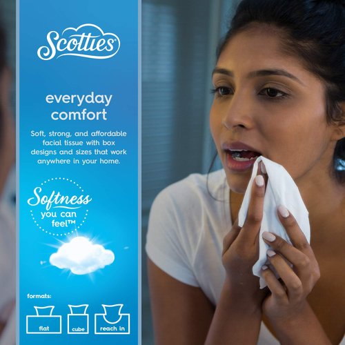 Scotties Everyday Comfort Facial Tissues, 2-Ply, 92 Tissues Per Box, (Pack of 4)