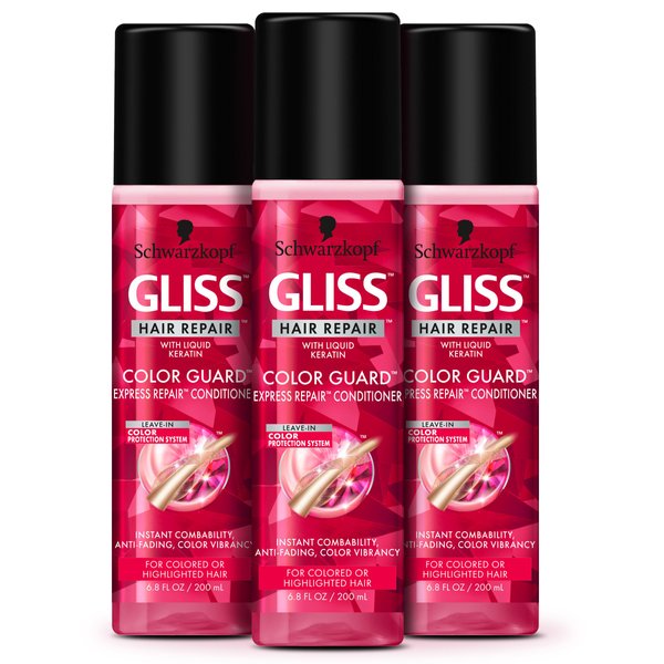 GLISS Hair Repair Leave-in Conditioner, Color Guard Express Repair for Colored or Highlighted Hair, 6.8 Ounces (Pack of 3)