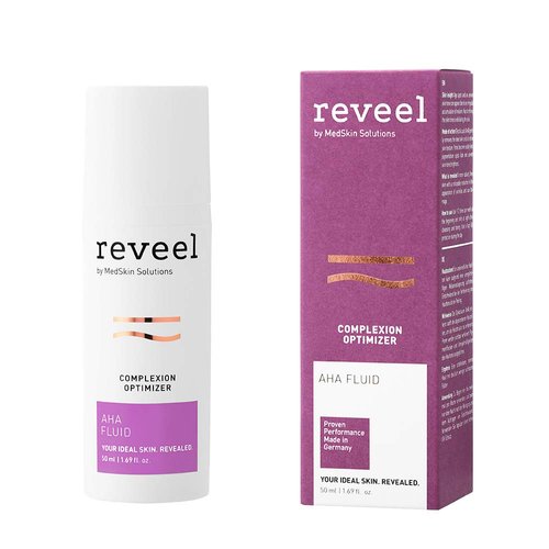 AHA Fluid for face by reveel - Nightly leave-on exfoliant Serum with 10% AHA for hydration & refined complexion – Facial Fluid for Women & Men, 1.69 fl oz