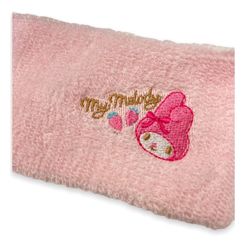Friend Sanrio My Melody Pile fabric Embroidered face Headbands 7.1in × 2.6in Hair Styling Washing face Makeup (Pink)