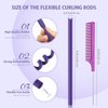 60 Pieces Flexi Rods Flexible Curling Rods Hair Curlers Rollers Twist Flexi Rods Hair Curlers Set No Heat Hair Rods Rollers Flexible Rods for Long Short Hair Women Girls (Purple, 0.3 x 9.5 Inch)