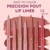 DENESTUP 12 Colors Lip Liner Combo, Matte Lipstick Lip Liner Set, long-lasting Lip Pencil Waterproof & Non-Stick Cup, Smooth Texture High Pigmented Natural Lip Pen Makeup Gift