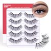 Natural Eyelashes Natural Look Fasle Eyelashes Wispy 3D Fluffy Clear Band Lashes 16mm Strip Lashes Wispy Lightweight 5 Pairs Multipack by EXTENIFY (5 Pair-Natural)