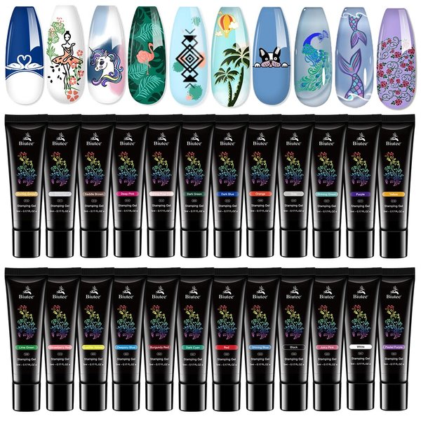 Nail stamping polish gel 24 Colors 5ML UV LED Gel Polish Special Polish Gel Printed Nail Polish Gel Nail Stamp Plate Gel