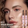 Kaely 2Pcs Black Brown Microblading Eyebrow Pen Waterproof,Magic Eyebrow Pencil with Brow Brush,4 Tip Precise Eye Brow Pencils for Women Makeup,lapiz de cejas a prueba de agua,Fiber Head 03