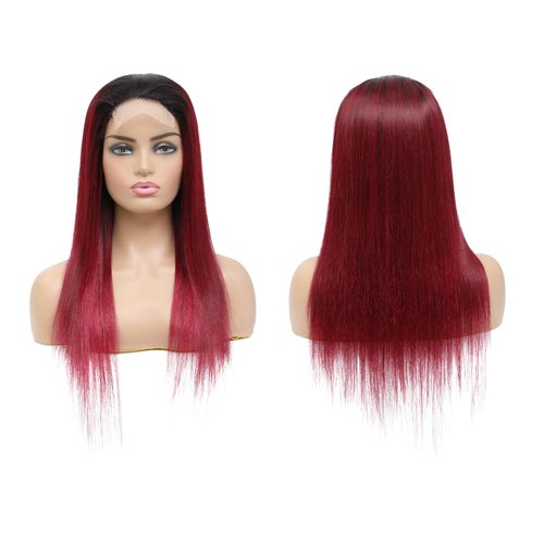 T1b/99J Burgundy Lace Front Wigs Human Hair Pre Plucked Glueless 4x4 Colored HD Lace Front Wigs Human Hair 150 Density Lace Front Wigs for Women Human Hair with Baby Hair Wine Red(T1B/99J, 30inch)