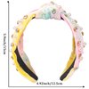 SeBneny Tie Dye Headbands Pearl Knotted Headband Boho Wide Fashion Cute Top Knot Headband Gift for Women Non Slip Wide Headband for Party Supplies Headwear 1PCS (Light Yellow)
