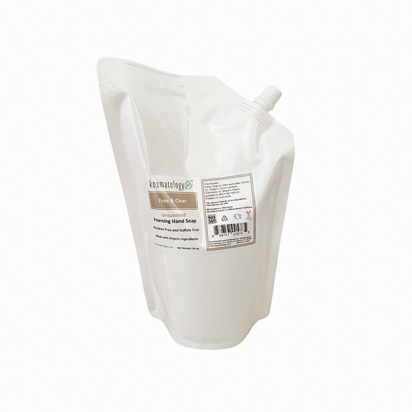 kosmatology Free & Clear (Unscented) Organic Foaming Hand Soap Refill Bag, 34 fl oz