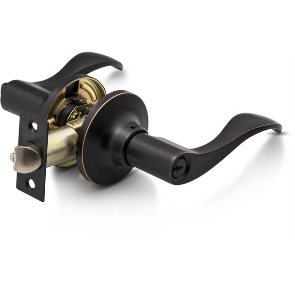 Berlin Modisch Entrance Lever Door Handle [Lock with Two Keys] for Office or Front Door with a Oil Rubbed Bronze Finish, Reversible for Right & Left Side, Entry Lever Classic Series