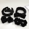 AUDTOPE 7Pcs Spa Headband and Wristband Set, Face Wash Headband Makeup Skincare Headband Wrist Bands Thick Puffy Sponge Bubble Headband Wrist Scrunchies Claw Clips for Washing Face, Black