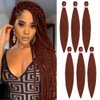 MSMUSAS Braiding Hair Pre Stretched 6 Packs 30 Inch Hot Water Setting Synthetic Prestretched Twist Braid Hair Yaki Straight Braiding Hair Extensions for Braids(30Inch, Dark Ginger)