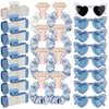 24pcs Bridesmaid Scrunchies Proposal Gifts 4.1inch square Hair Claws Bachelorette Claw Clip Matte Hair Clips heart sunglasses Girls Stuff Cute Hair Clips for Wedding Party Favors (White&Dusty Blue)