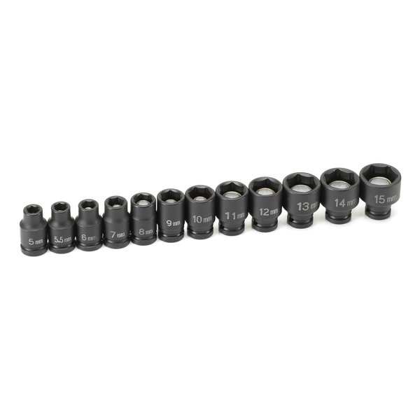 Grey Pneumatic (9712UM) 1/4" Surface Drive 12-Piece Standard Universal Metric Socket Set