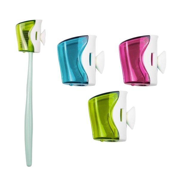 AUEAR, Toothbrush Head Covers with Suction Cup Anti Dust Toothbrush Cover Great Protective Case for Home Travel Outdoor & Camping (3 Pack)