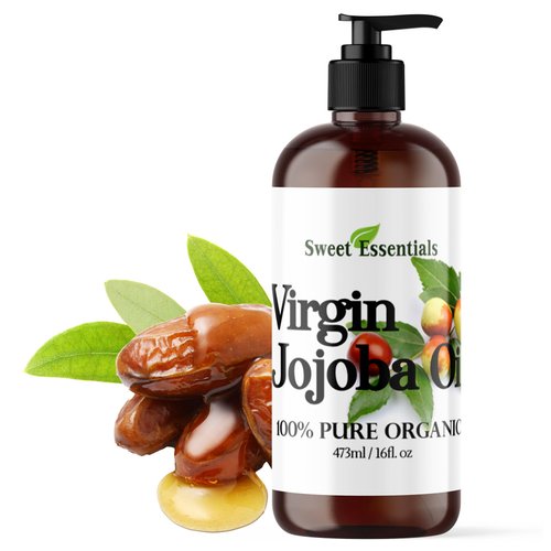 Sweet Essentials Premium Organic Unrefined Jojoba Oil, 16oz With Pump, Imported From Argentina, 100% Pure, Cold Pressed - For Hair, Skin & Nails - Best Natural Moisturizer - Hexane Free