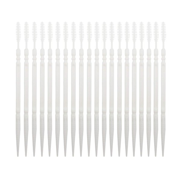 LBY Plastic Toothpicks Home Teeth Cleaning Tool,Brush and Flat Rhombus Double-Ended Toothpick,Interdental Toothpicks, 2 Way Toothpick,Plastic White(Pack of 500)