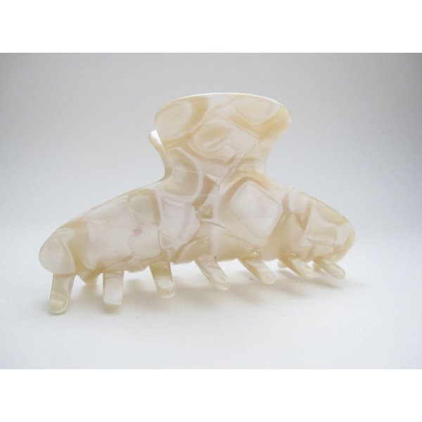 Shimmering marbled vanilla blonde white hair claw clip medium fine hair