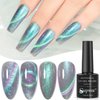SUPWEE 9D Pearl Shell Magnetic Cat Eye Pearl Gel Thread Glitter Nail Polish, Shimmer Mermaid Soak Off Nail Art Varnish - Blue