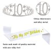 Happy 10th Birthday Tiara and Sash Gifts Crystal Rhinestone Princess Crown Birthday Girl Party Favor Supplies Silver Crowns White Sash