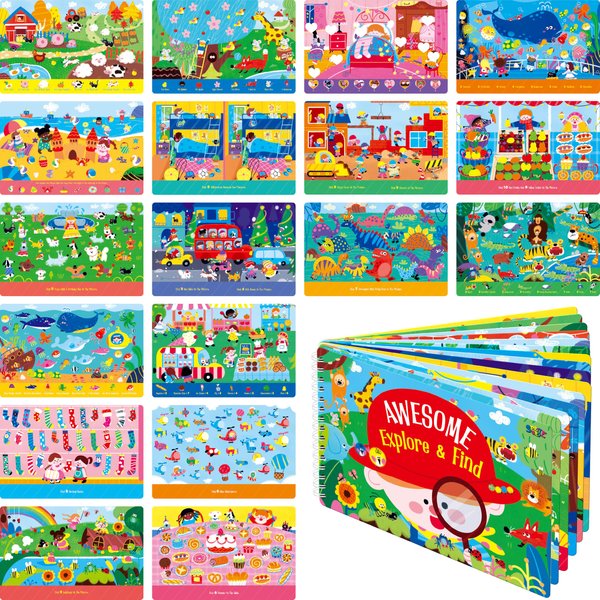 28 Dry Erase Activities Book, Reusable & Erasable Game Pad, Explore and Find Games Interesting Educational Toy and Learning Tool for Road Trip Airplane Travel