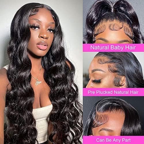 Tongce 28 Inch Body Wave Lace Front Wigs Human Hair Pre Plucked 180% Density 13x6 HD Transparent Lace Frontal Glueless Wigs Human Hair Wigs for Women Natural Hairline With Baby Hair
