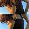 Tinsow 2 Pcs Rainbow Hair Scrunchies, Rainbow Hair Ring, Elastic Ponytail Holder Hair for Girl Women
