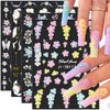 5D Embossed Flower Nail Stickers for Nail Art 5D Acrylic Carved Flower Nail Decals Rose Butterfly Nail Art Stickers Floral Petals Nail Design Stickers Flower Stickers for Nails DIY Nail Accessories