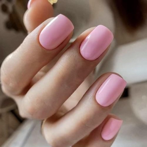 Pink Press On Nails Short Square with Nail Glue Kit Reusable Baby Pink Fake Elegant Nails False Nail Set Jelly Glue Nail File 12 Sizes 24pcs