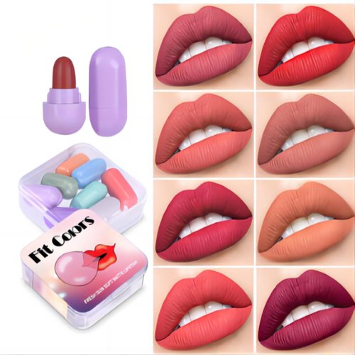 SWANNA Mini Lipstick Set, 8 Color Capsule Lipstick, Matte Lipstick Set, Long Lasting Mini Matte Lipstick Lip Gloss, Multi Color Matte Lipstick, Waterproof Long Lasting Mini Capsule Lipstick Set