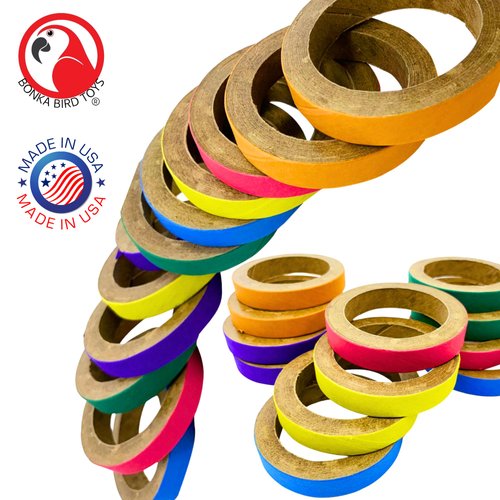 Bonka Bird Toys 2113 Pk12 Chew Bagels 2.75 inch Foraging Chew Foot Toy Beak Feet Parrot Foraging Foot Craft Talon Conure