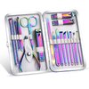 2020 New Rainbow Manicure Kits 18 Pcs Nail Clippers for Women Gift SFYDOM Women's Rainbow Leather Manicure Set (18-RainbowManicure Kits)