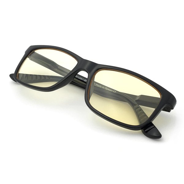 J+S Blue Light Blocking Glasses for Women Men | Anti Eyestrain Headache Glare | Computer (Haka LCD Rectangle | Black Frame)