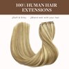 GOO GOO Wire Hair Extensions Human Hair, 16/22 Light Blondewith mix Golden Blonde Highlighted 12inch 70g, Invisible Wire Hair Extensions with Transparent, Seamless Fish Line Hairpiece