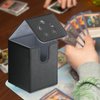 DingGuagua Card Deck Box for MTG,YuGiOh, KeyForge, Digimon FAB Card Storage Box Fits 230+ Single Sleeved Cards, PU Leather Strong Magnet Card Deck Case Holder for TCG CCG Magic Commander (Black&grey)