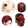 Topbuti 8 Pcs Rose Hair Clip Flower Hairpin Rose Brooch Floral Clips, 2.75" Rose Flowers Mexican Hair Flowers Pin up Headpieces for Woman Girl Halloween Wedding Party Valentine Mother's Day Gift (Red)