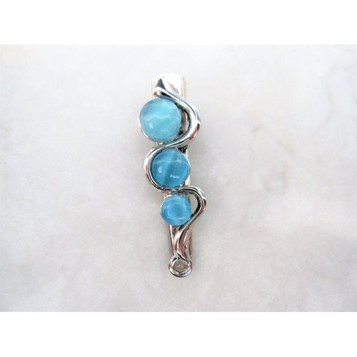 Generic Small blue stone silver metal alligator hair claw clip clamp for fine thin hair