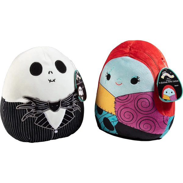 Squishmallows 12" Jack and Sally - Nightmare Before Christmas Official Kellytoy Halloween - Cute and Soft Plush Stuffed Animals -Set of 2 - Great Gift for Kids - Ages 2+