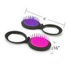 NuAngela Mini Hairbrush, Folding Hair Brush With Mirror Set, Compact Pocket Size, Travel Pop Up Hair Comb, Easy Keep in Purse, Gym Car Bag (Purple Pink)