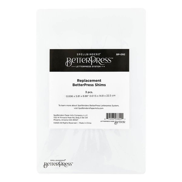 Spellbinders BetterPress Replacement Shims, Clear
