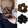 Hair Scrunchies Silk Hair Ties for Women Black Silk Scrunchies for Hair Brown Elastic Hair Scarf Scrunchie for Thick Hair Solid Color Ponytail Holder Satin Hair Scrunchies Satin Hair Scarf 2Pcs