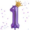 40 Inch Purple Number 1 & Mini Crown Balloon for Birthday Party Decorations, 1st Birthday Party Decorations Purple Theme Party Balloons Decorations Supplies