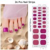 DUKASOU Semi Cured Gel Pedicure Strips, (Hibiscus Flower)26 PCS Gel Nail Strips Works with Any UV Light, Salon Quality Gel Nail Stickers，Easy to Apply & Remove