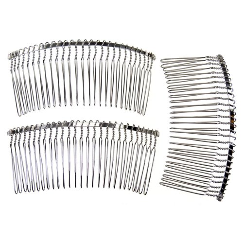 Enchanted Brides 27 Teeth Fancy DIY Metal Wire Hair Combs for Bridal Wedding Veil Combs(#C265svx3)